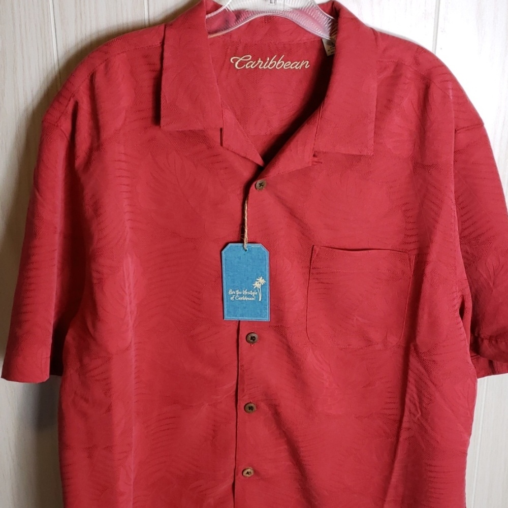 Caribbean Roundtree & Yorke Red Button-Down Sz L